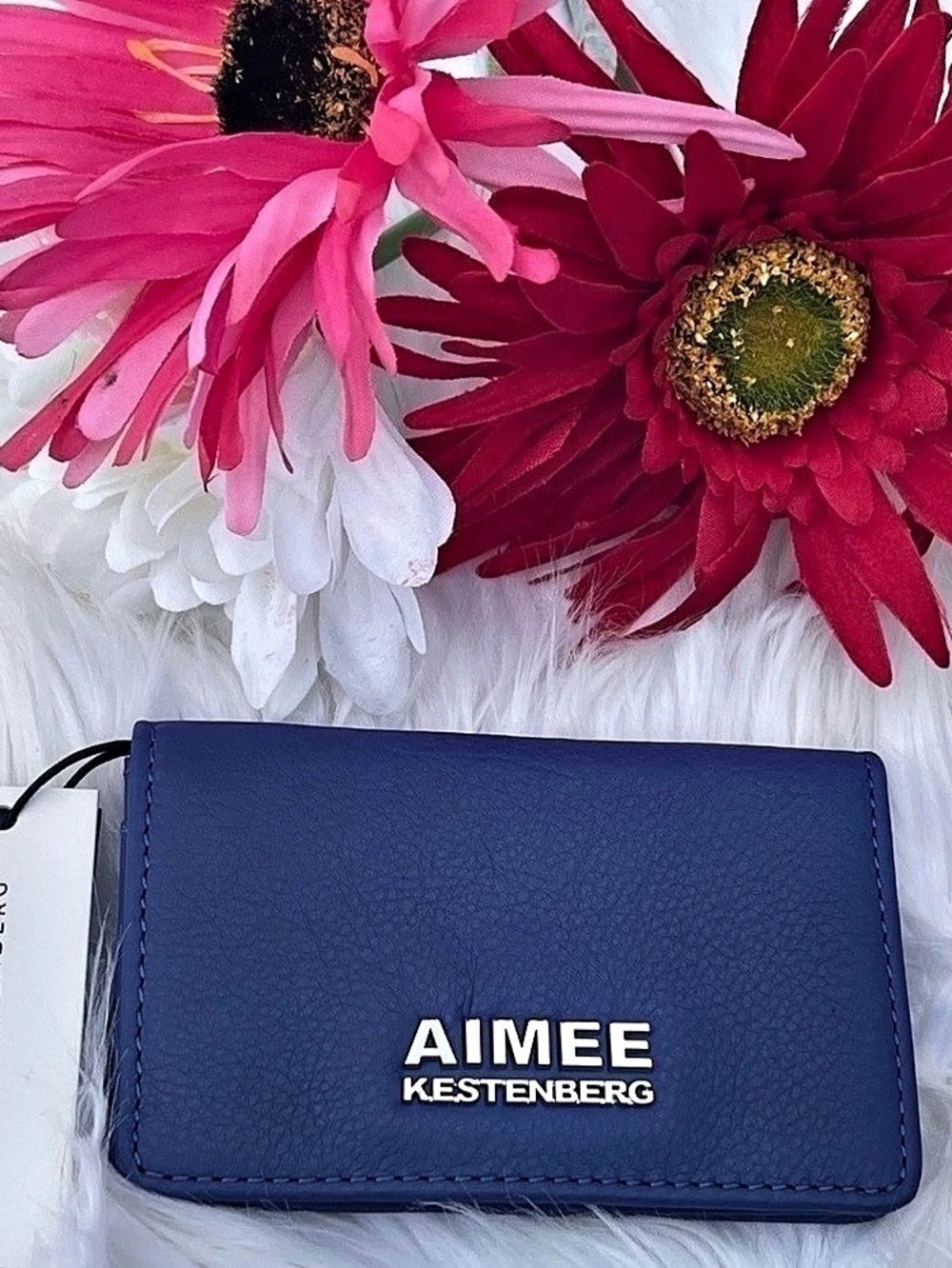 NWT Aimee Kestenberg Sammy Leather Card Case Blue Iris